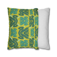 Teal Mint and Lime Botanical - Decorative Pillow Cover