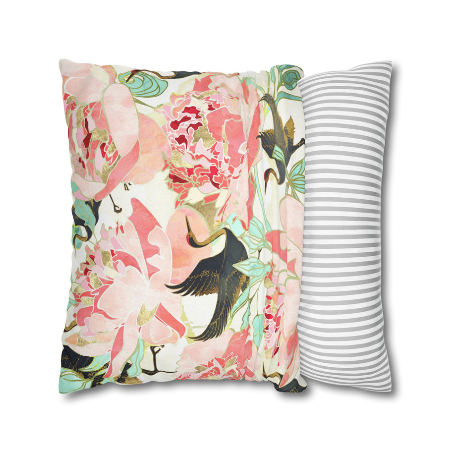 Floral Cranes - Decorative Pillow Cover