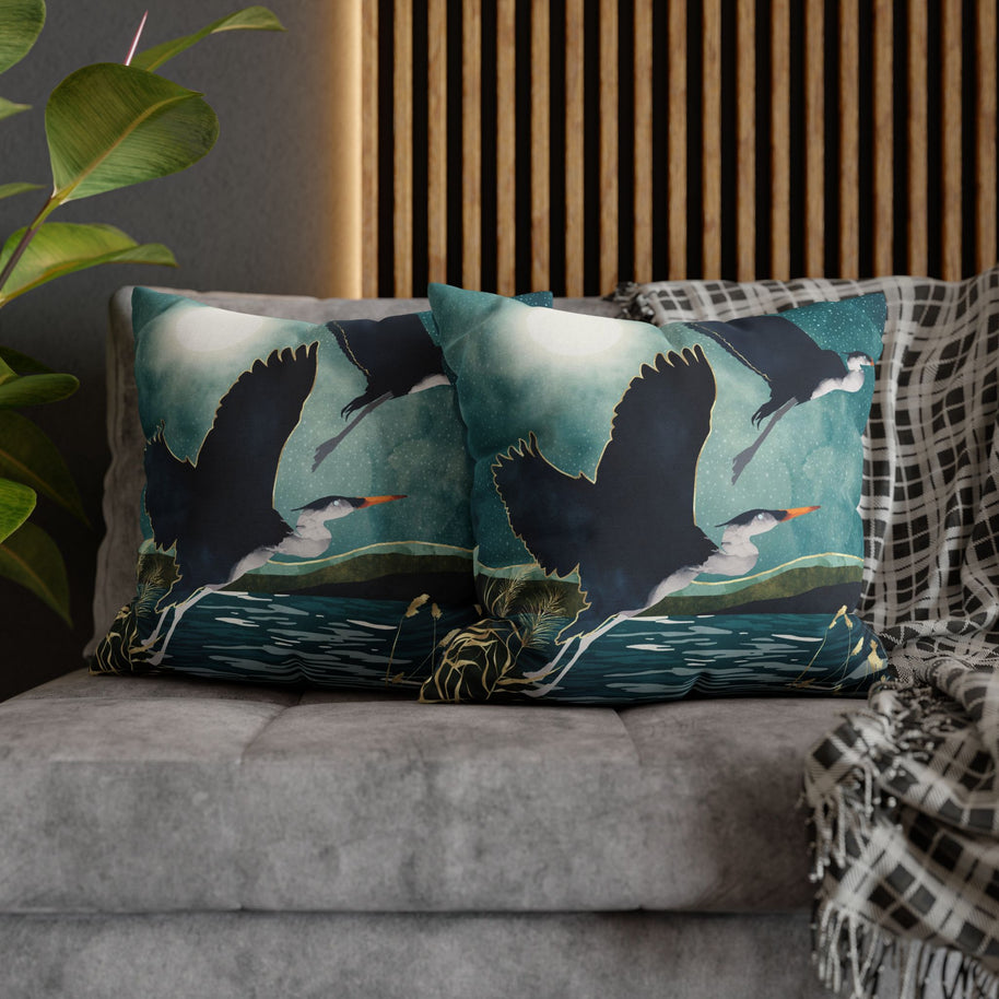 Evening Heron - Decorative Pillow Cover