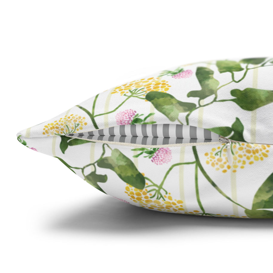 Wild Flowers with Subtle Stripes - Decorative Pillow Cover