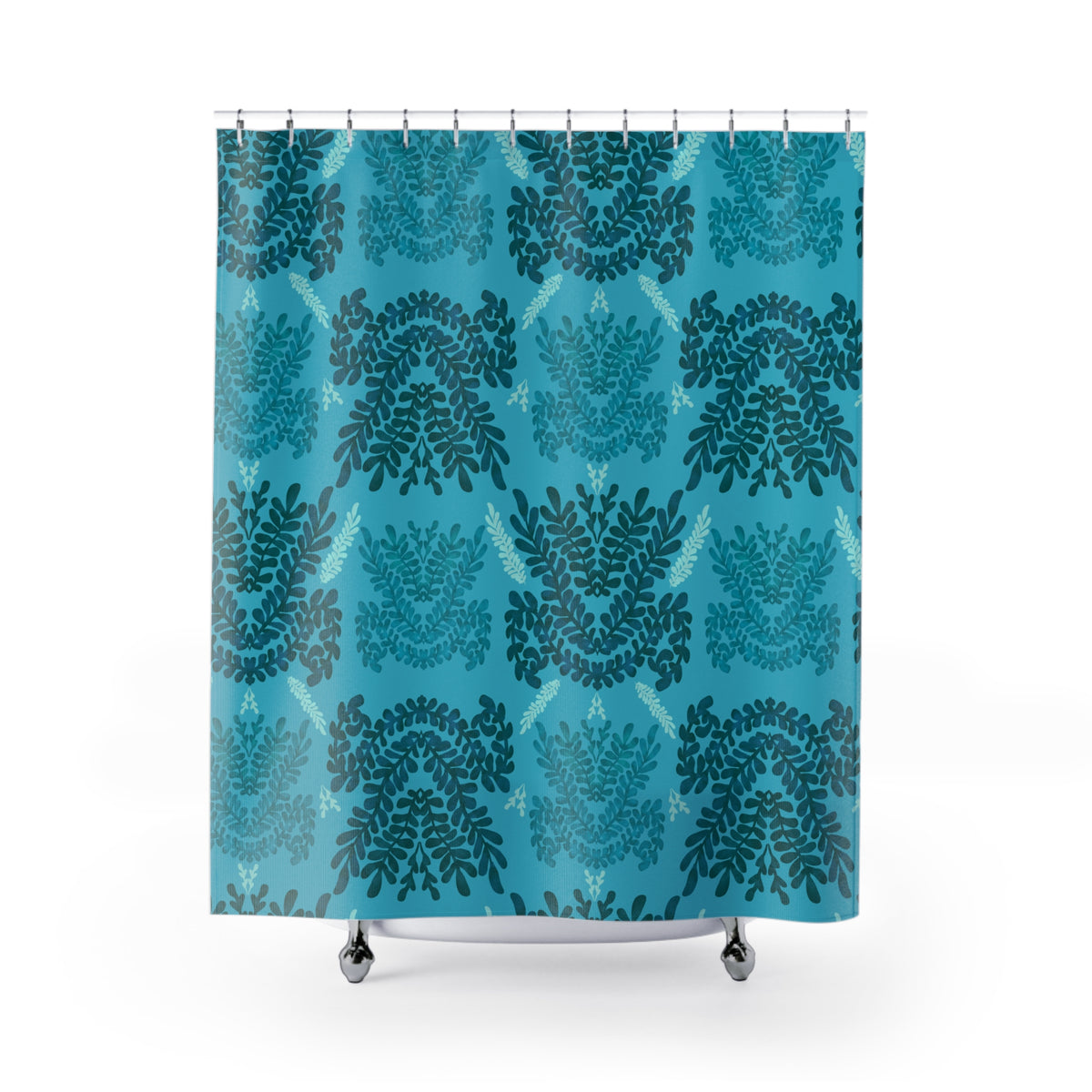 Blue Teal and Mint Botanical II - Shower Curtain