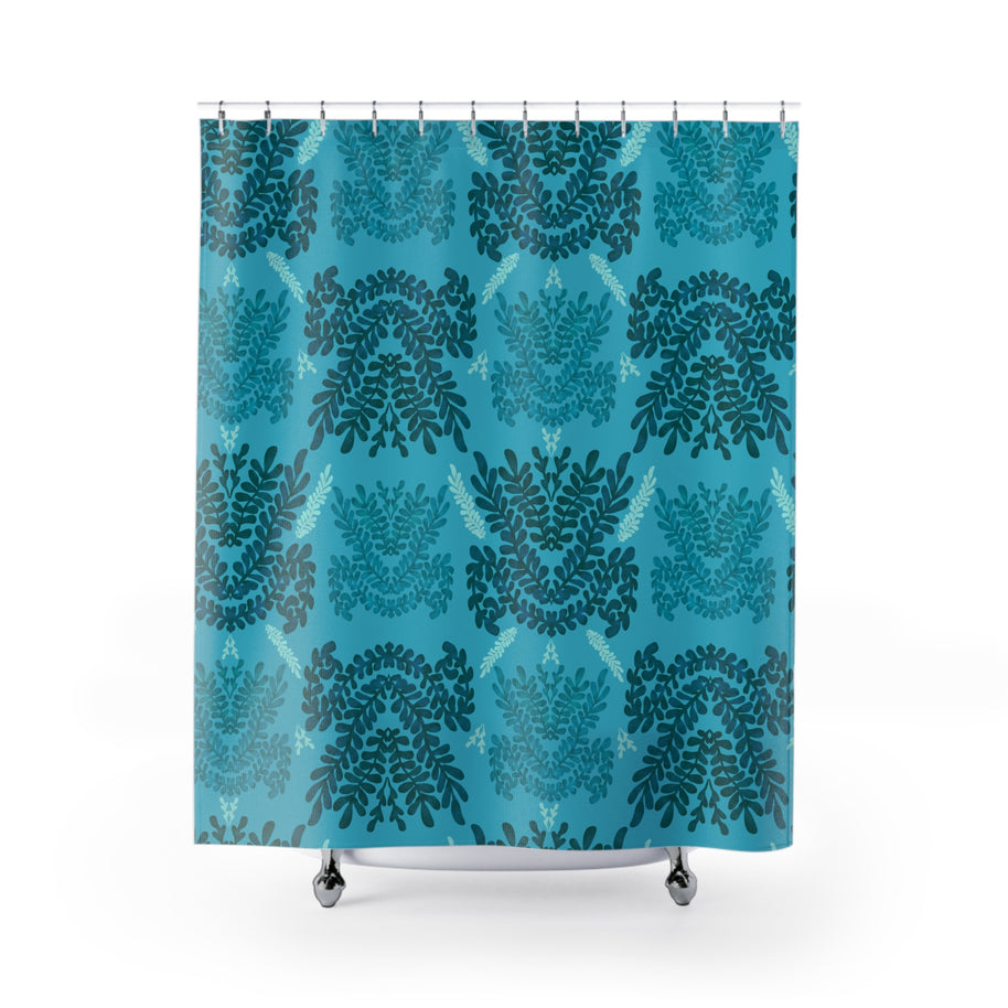 Blue Teal and Mint Botanical II - Shower Curtain