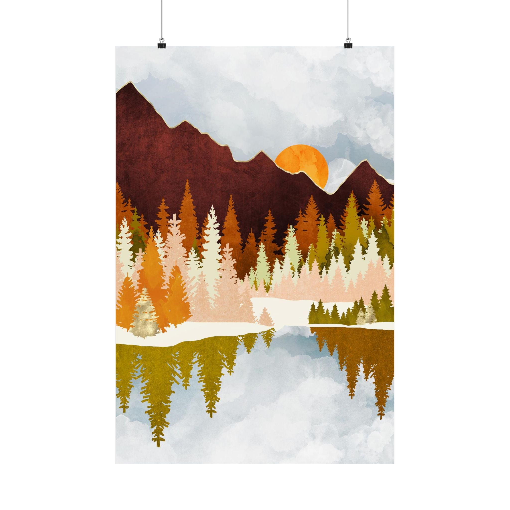 Winter Lake Forest - Poster Print - No Frame