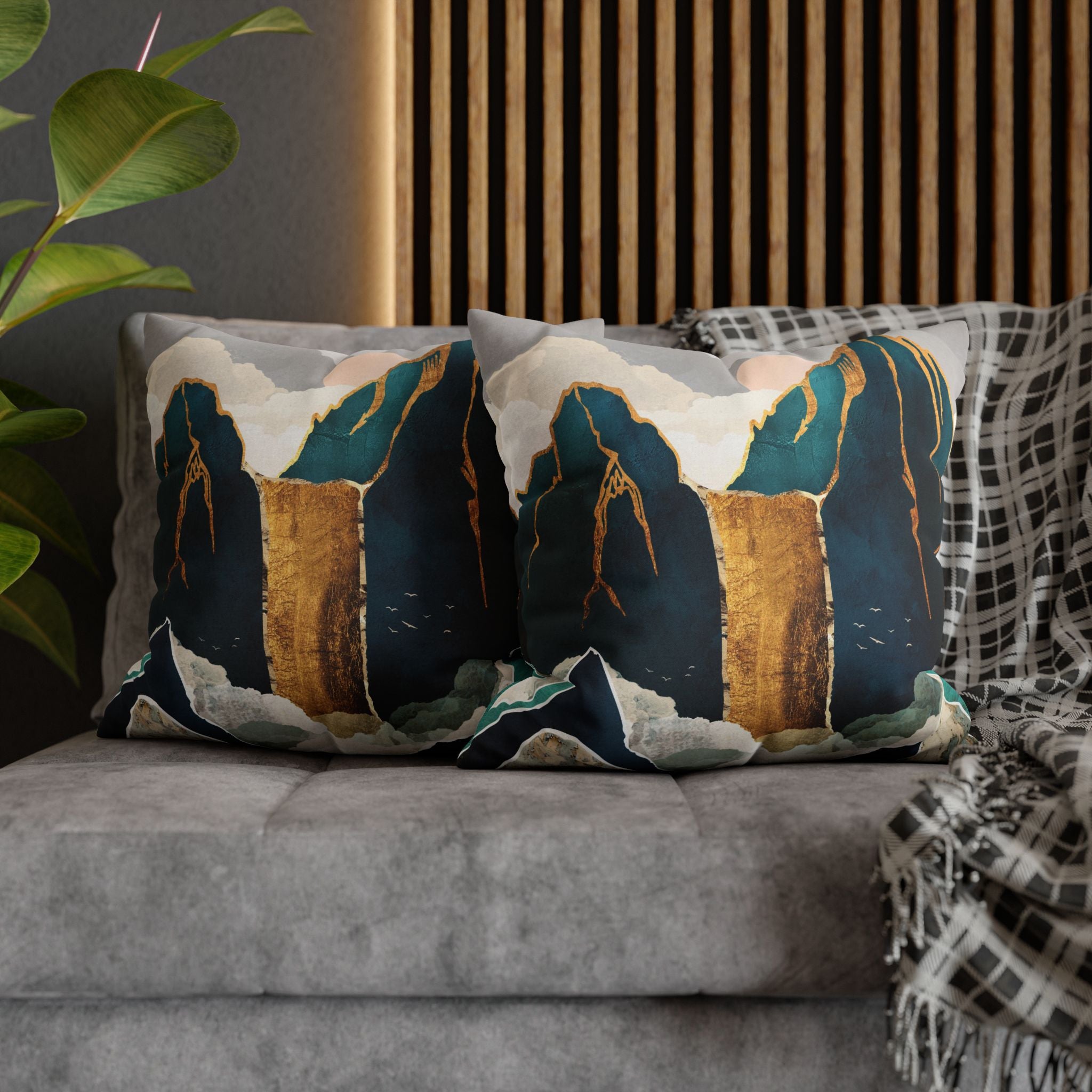 Golden Waterfall - Decorative Pillow Cover