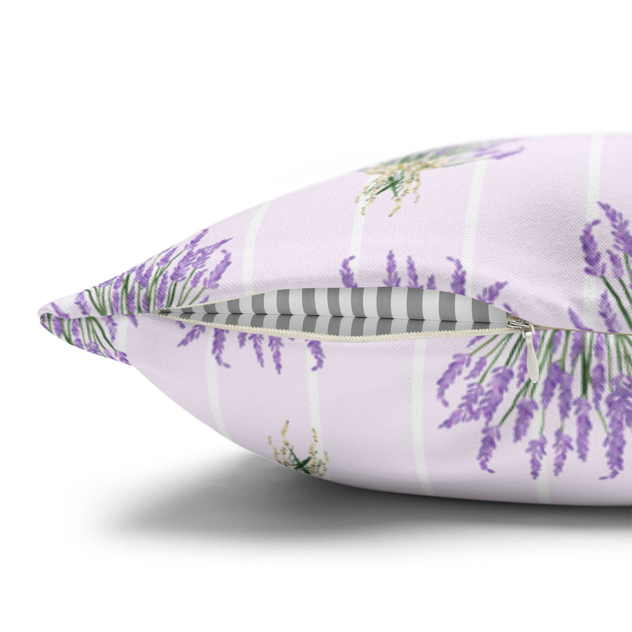 Lavender Bouquet with White Stripes - Decorative Pillow Cover