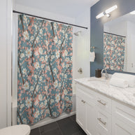 Botanical Blossoms with Blue - Shower Curtain