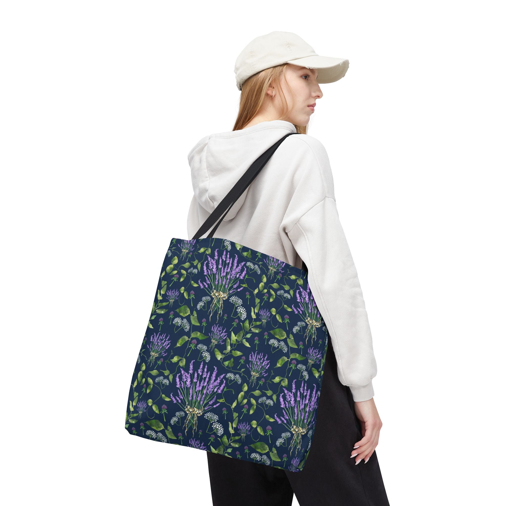 Wildflower Bouquet with Navy - Tote Bag