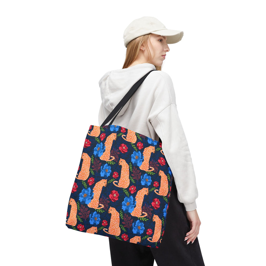Botanical Leopard with Navy - Tote Bag