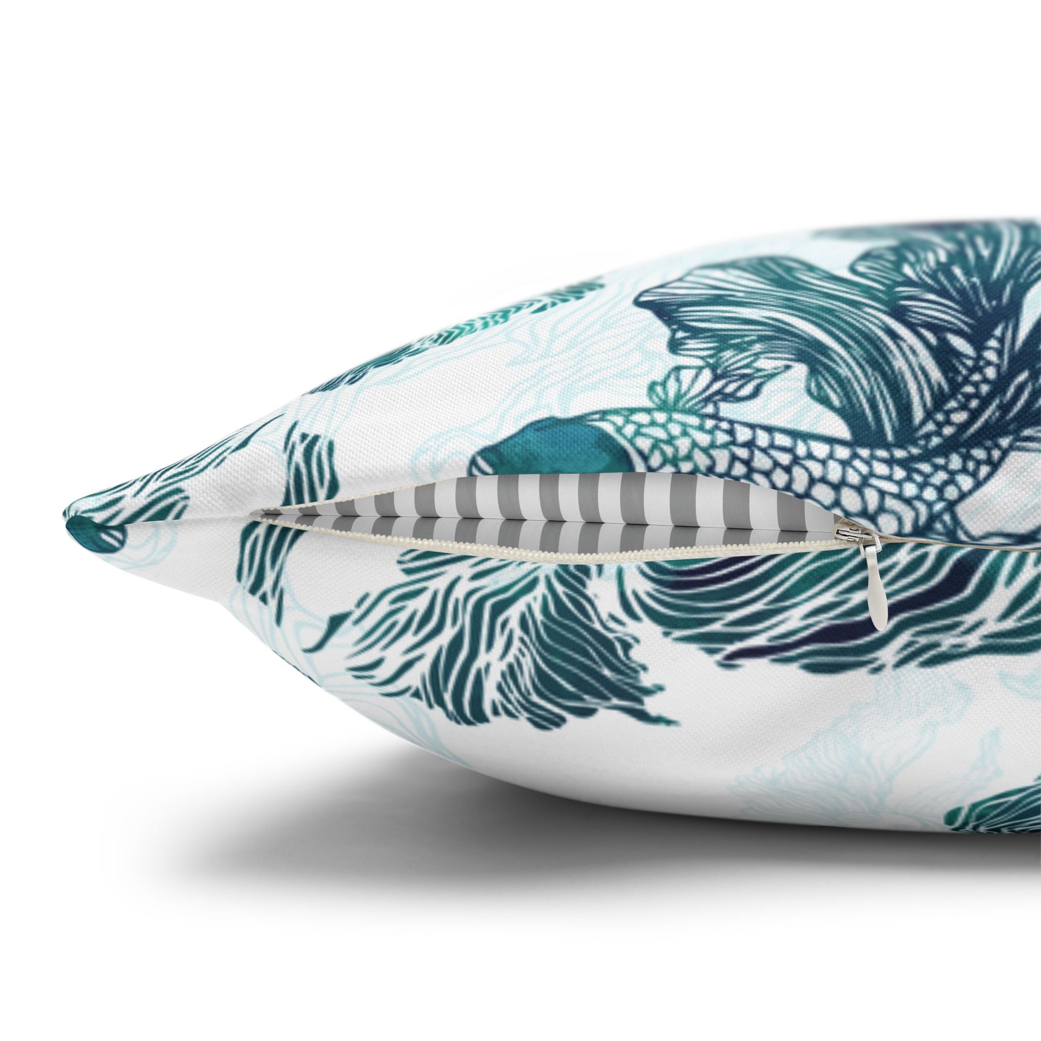 Betta Fish Pattern-Blue Teal and Green - Decorative Pillow Cover