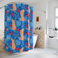Botanical Leopard Blue - Shower Curtain