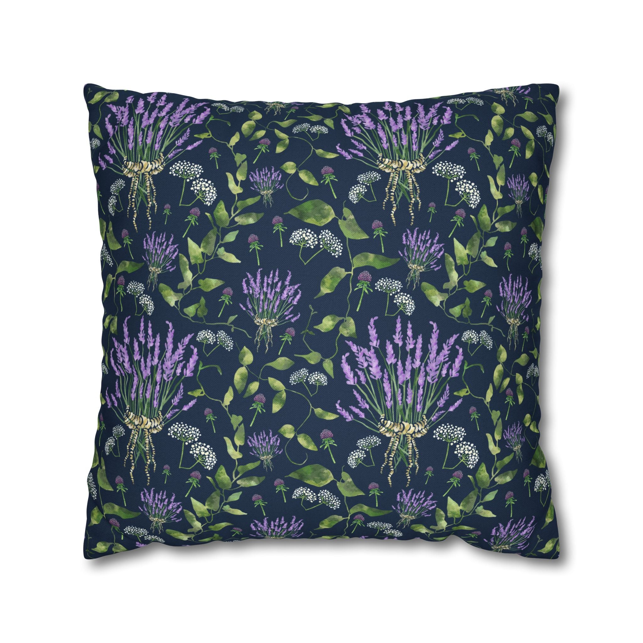 Wild Flower Bouquet with Navy - Decorative Pillow Cover