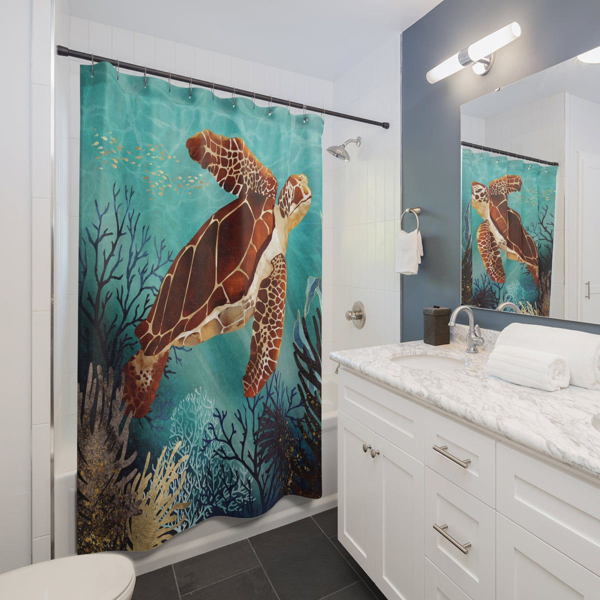 Metallic Sea Turtle - Shower Curtain