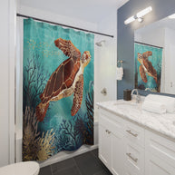 Metallic Sea Turtle - Shower Curtain
