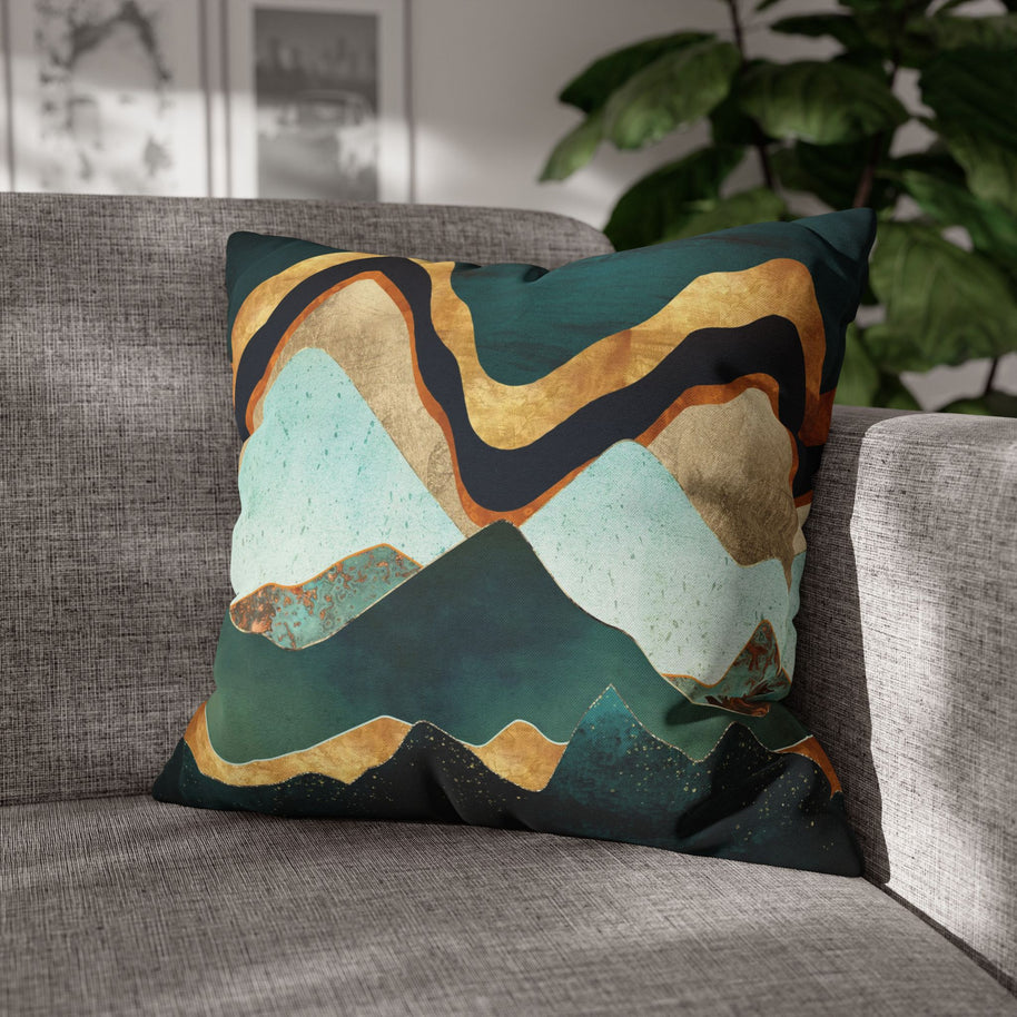Velvet Copper Mountains - Decorative Pillow Cover