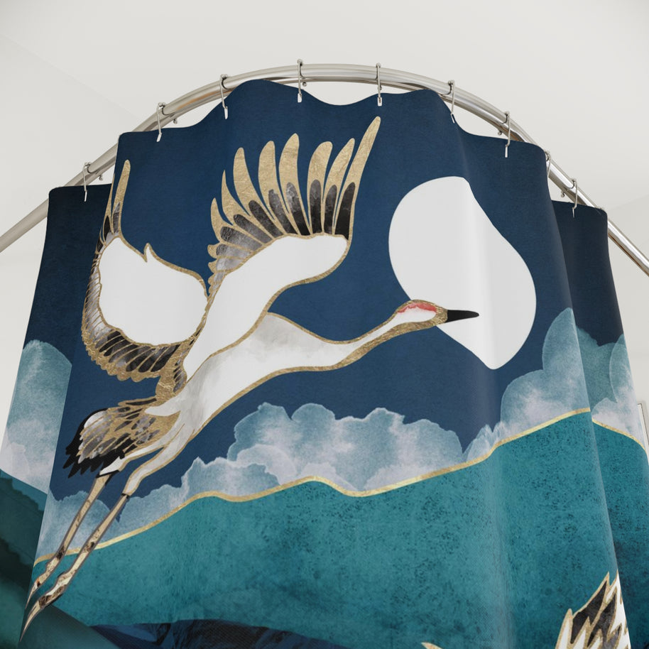 Midnight Cranes - Shower Curtain