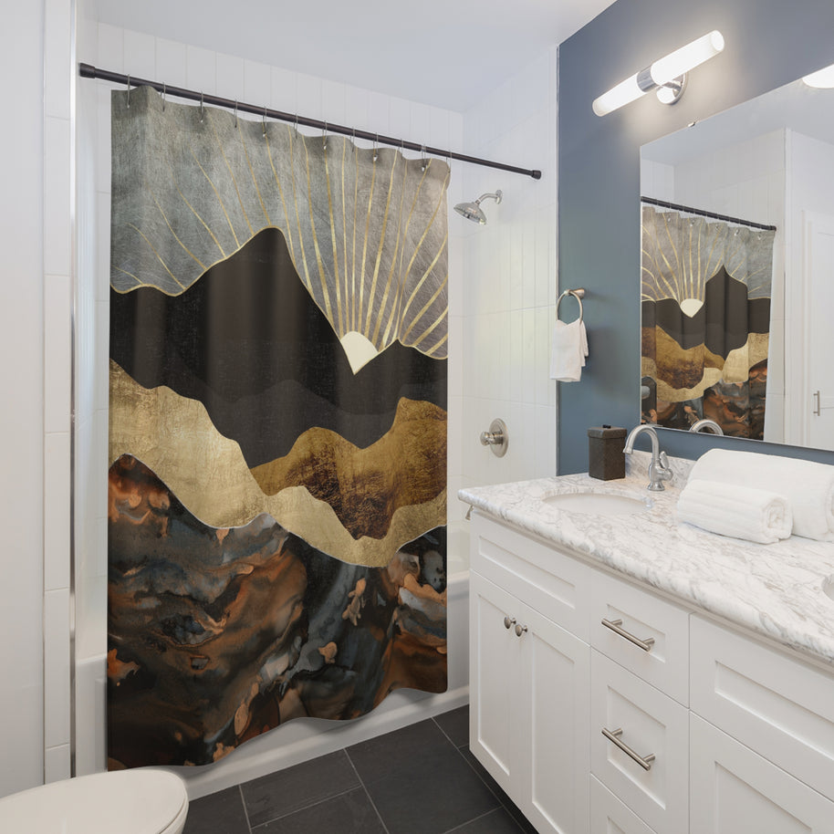 Copper and Gold Mountains - Shower Curtain