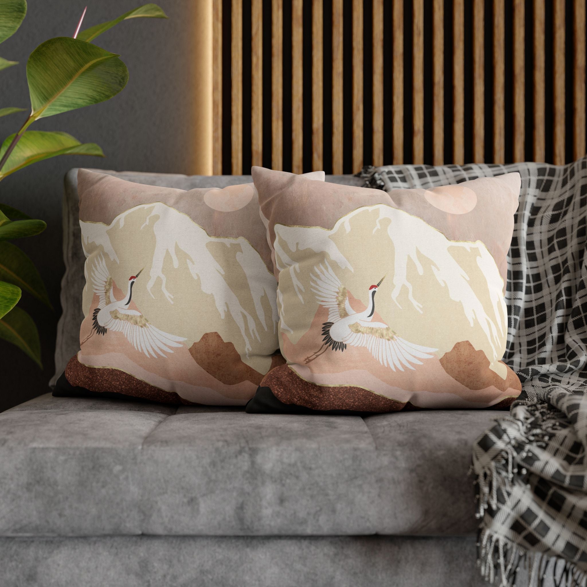 Sugar Mountain Crane - Decorative Pillow Cover