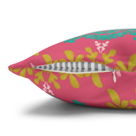 Color Pop Botanical with Mustard Teal and Pink - Decorative Pillow Cover
