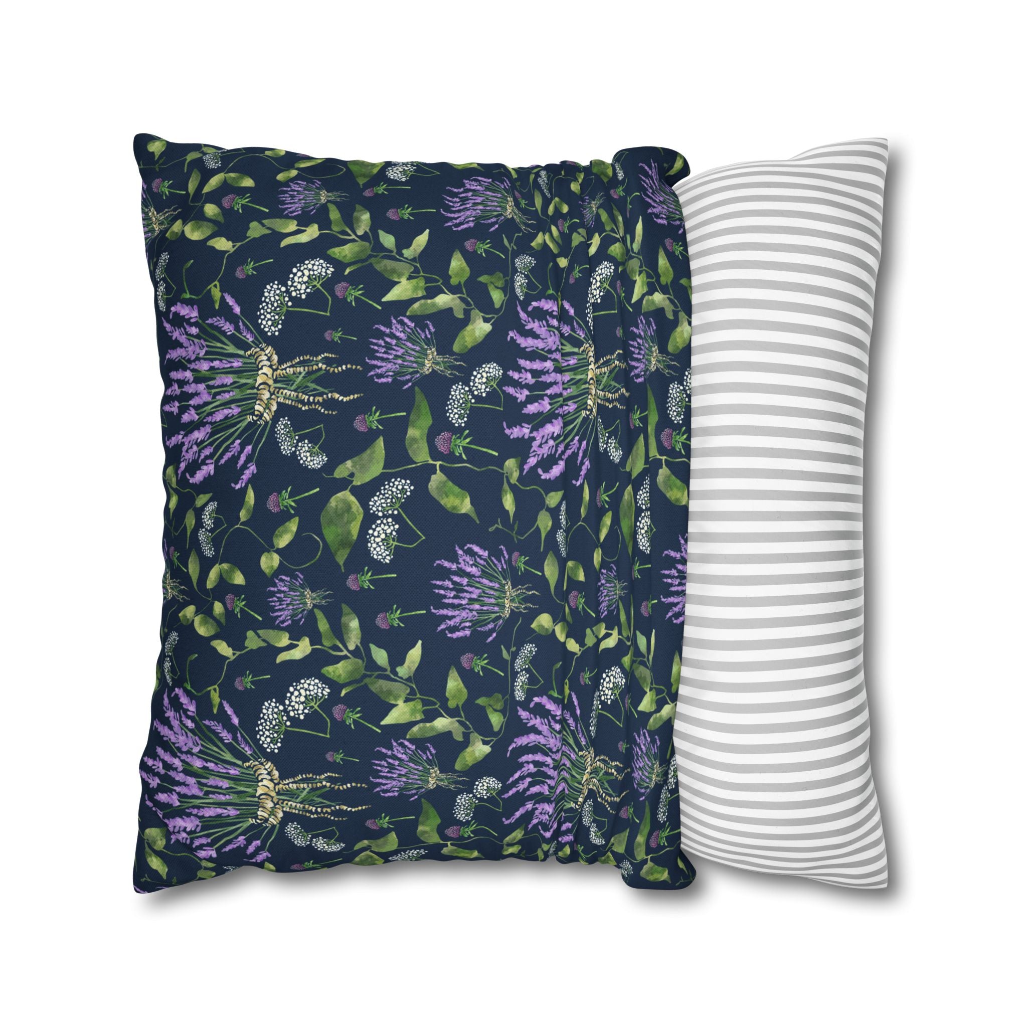Wild Flower Bouquet with Navy - Decorative Pillow Cover