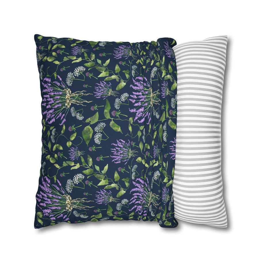 Wild Flower Bouquet with Navy - Decorative Pillow Cover