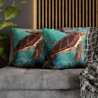 Metallic Sea Turtle - Decorative Pillow Cover