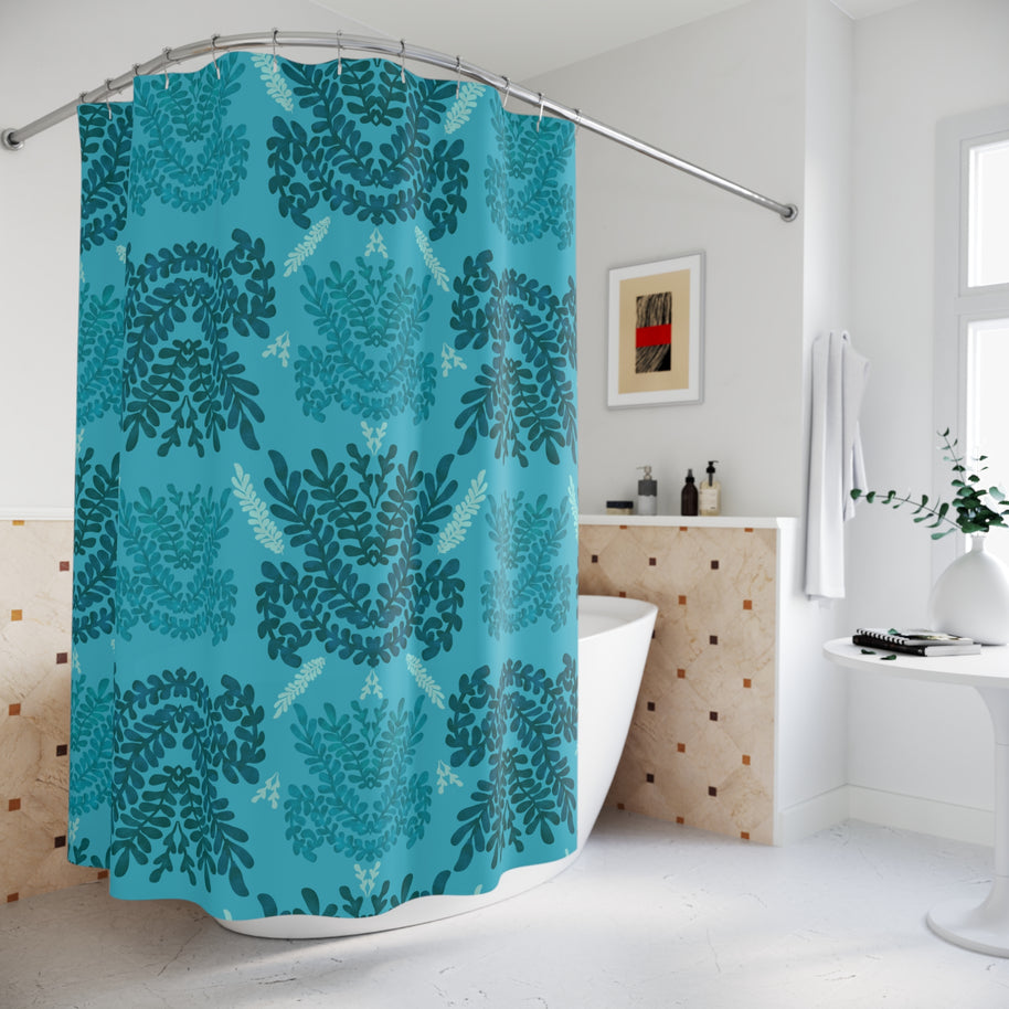 Blue Teal and Mint Botanical II - Shower Curtain