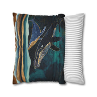 Moonlit Whales - Decorative Pillow Cover