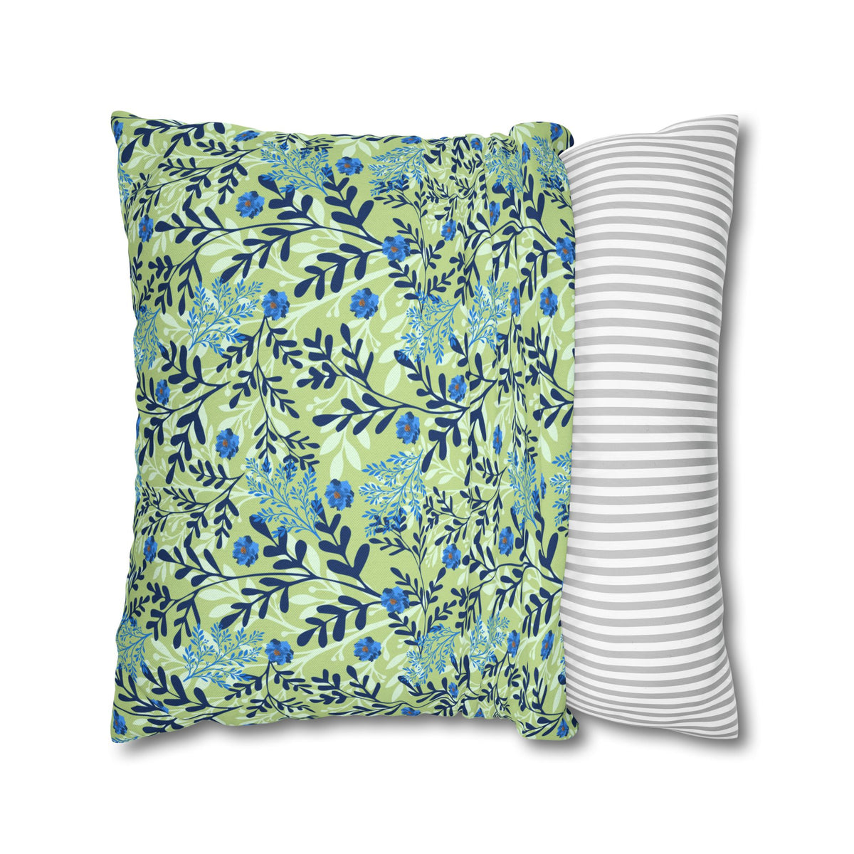 Botanical Floral Blue and Green - Decorative Pillow Cover