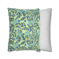 Botanical Floral Blue and Green - Decorative Pillow Cover