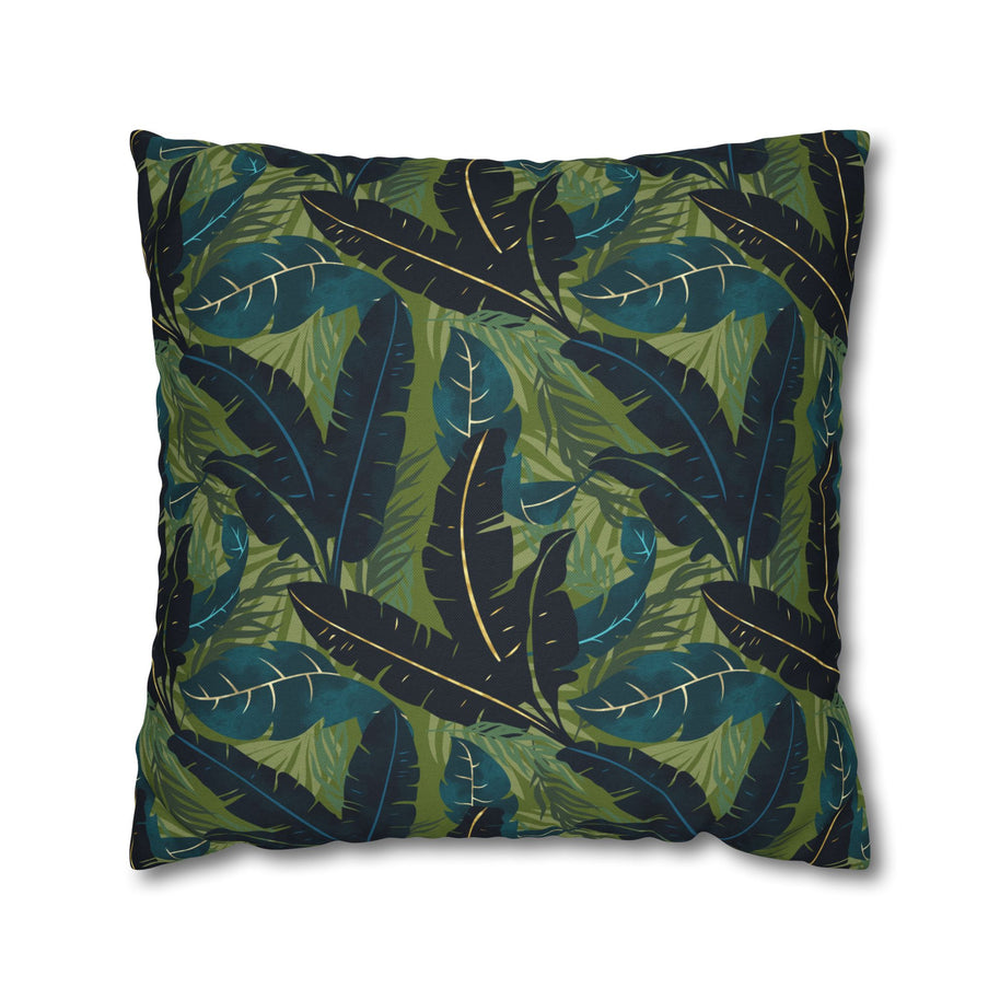 Botanical Navy Teal and Green Tropical Motif - Decorative Pillow Cover