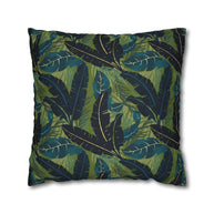 Botanical Navy Teal and Green Tropical Motif - Decorative Pillow Cover