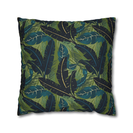 Botanical Navy Teal and Green Tropical Motif - Decorative Pillow Cover