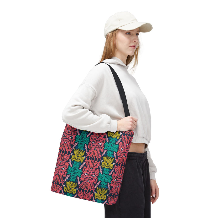 Pink-Teal-Blue-and-Mustard - Tote Bag