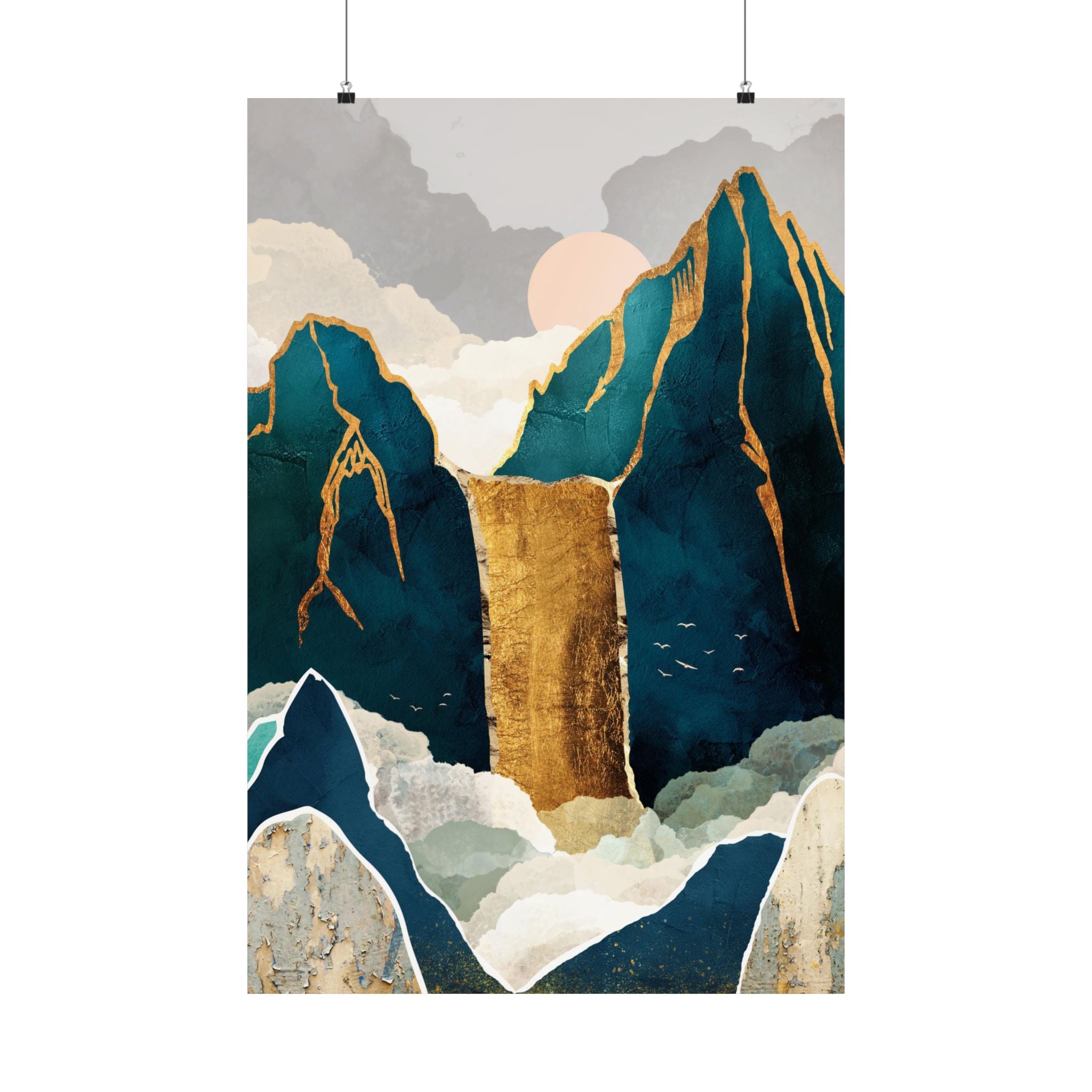Golden Waterfall - Poster Print - No Frame