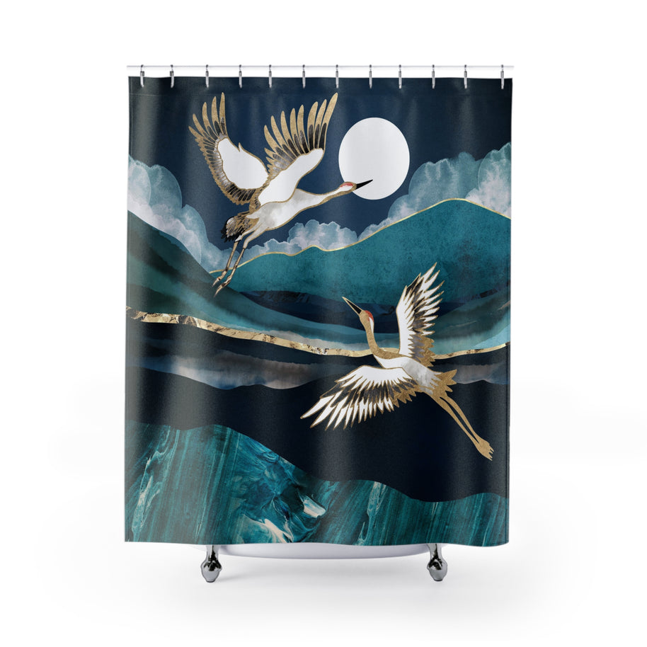 Midnight Cranes - Shower Curtain