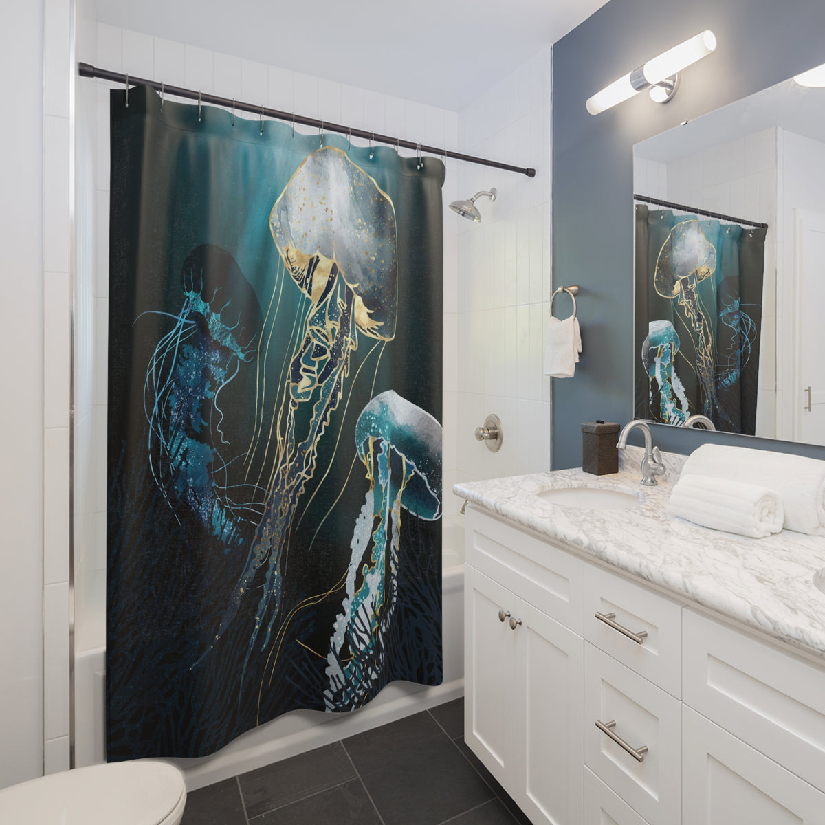 Metallic Jellyfish V - Shower Curtain