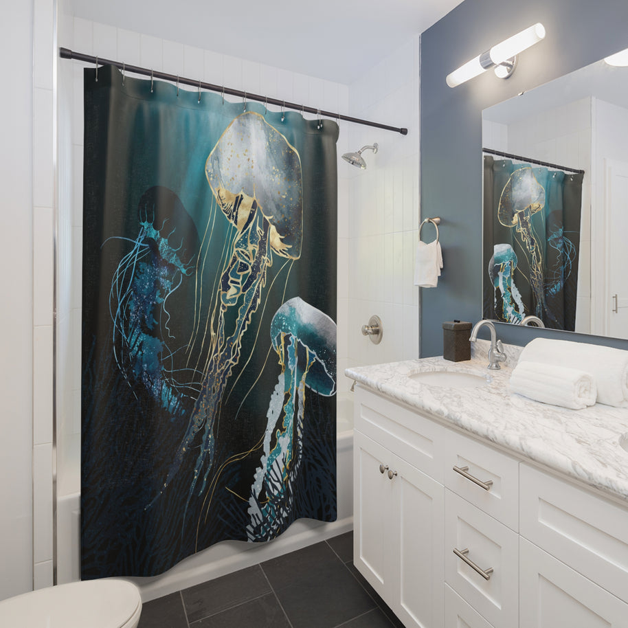 Metallic Jellyfish V - Shower Curtain