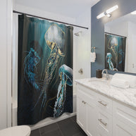 Metallic Jellyfish V - Shower Curtain