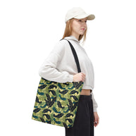 Botanical Navy Teal Green and Cream Tropical Motif - Tote Bag