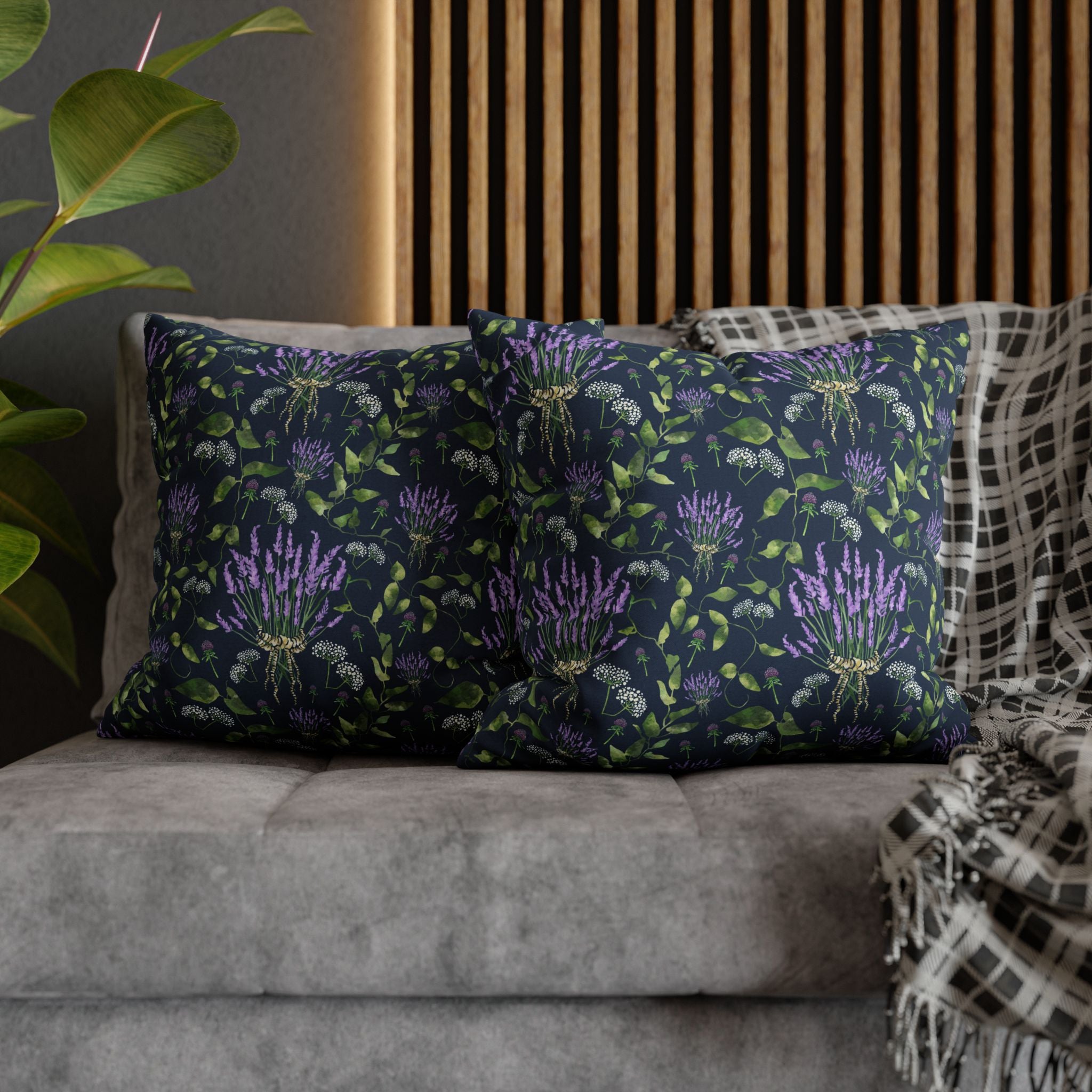 Wild Flower Bouquet with Navy - Decorative Pillow Cover