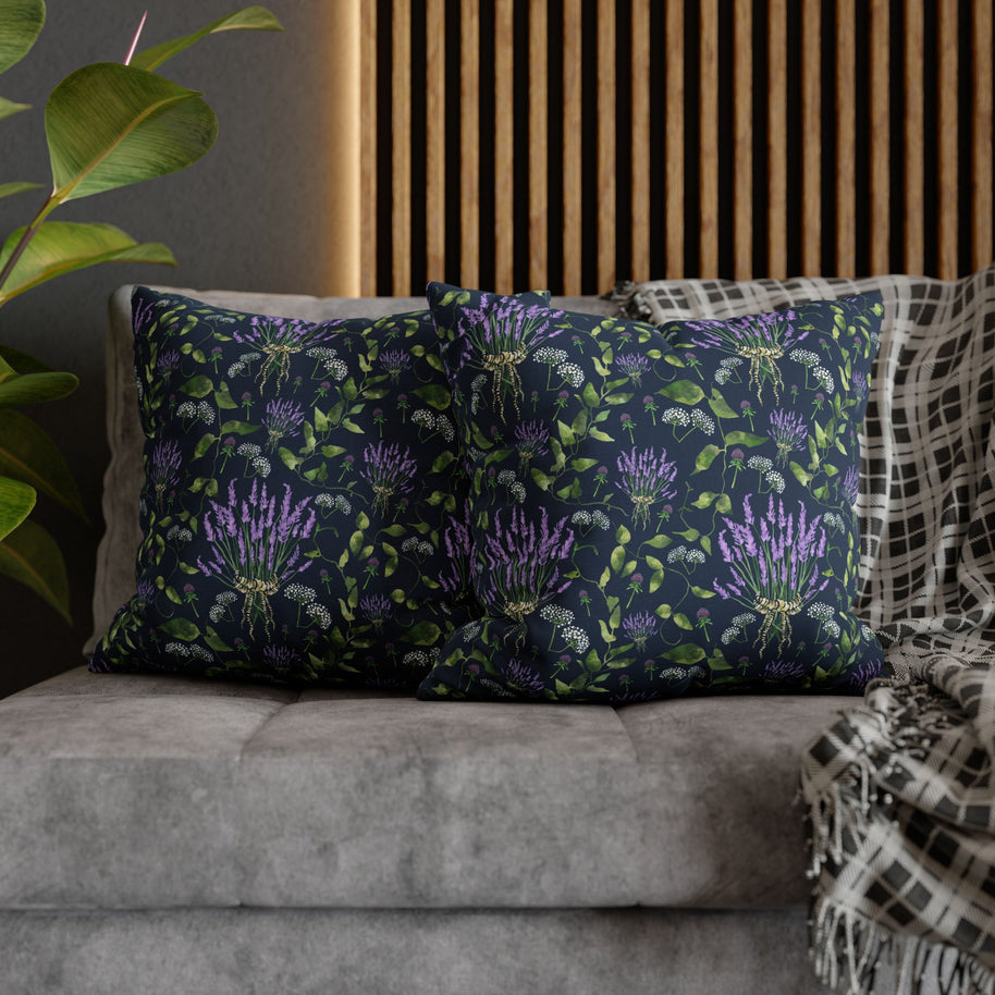 Wild Flower Bouquet with Navy - Decorative Pillow Cover