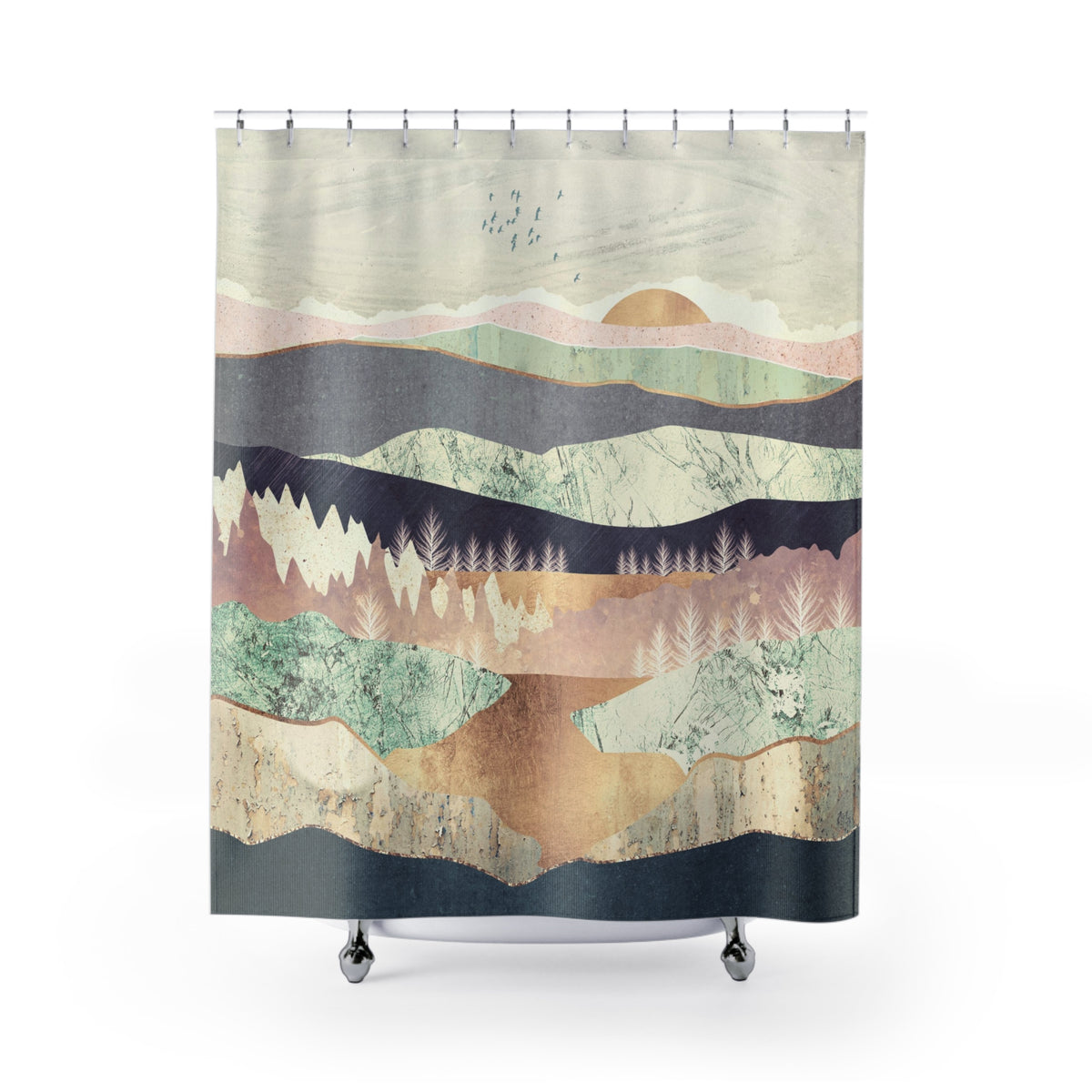 Golden Spring Reflection - Shower Curtain