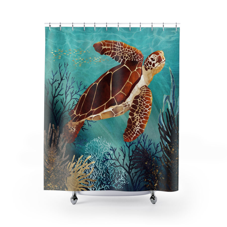 Metallic Sea Turtle - Shower Curtain