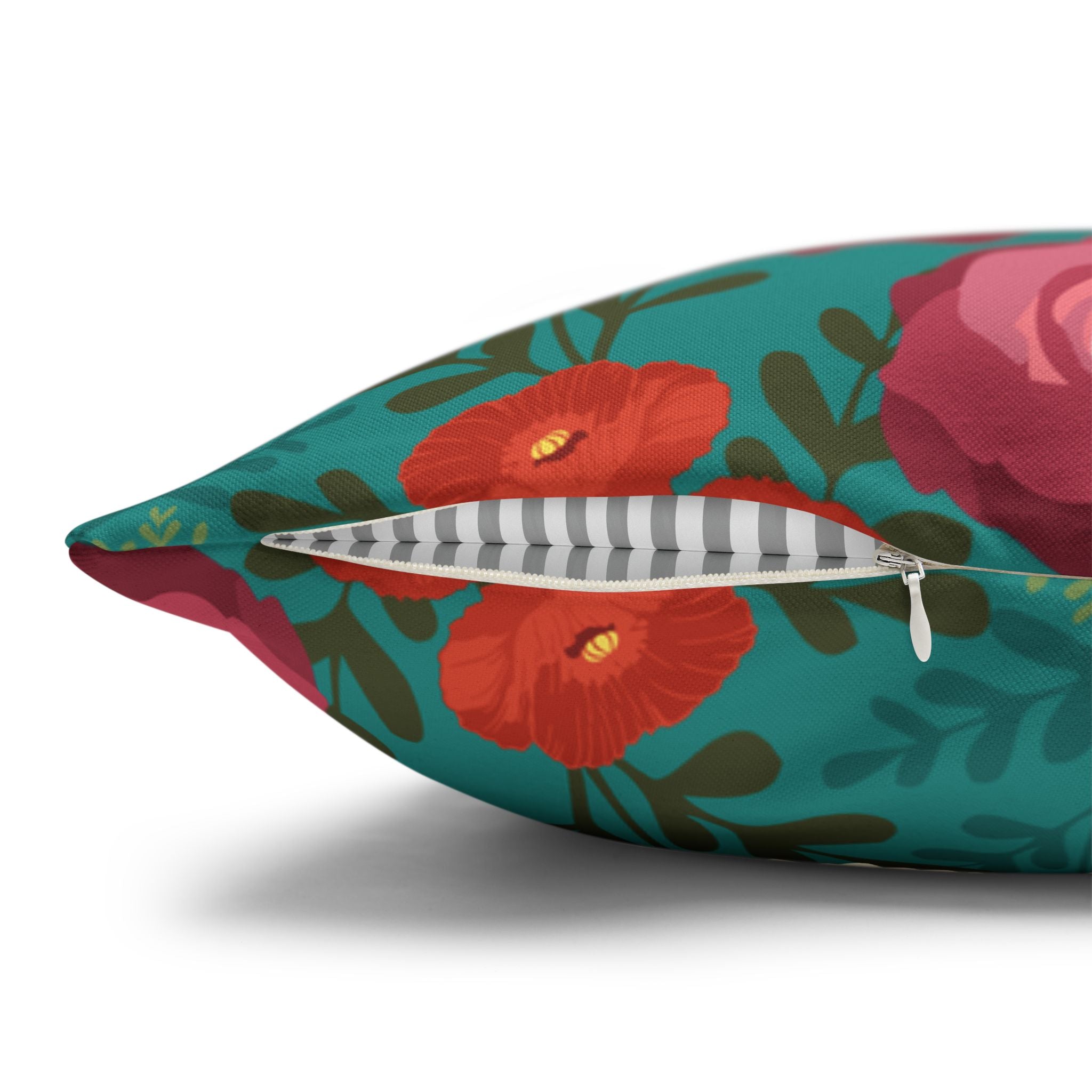 Vibrant Floral with Teal - Decorative Pillow Cover