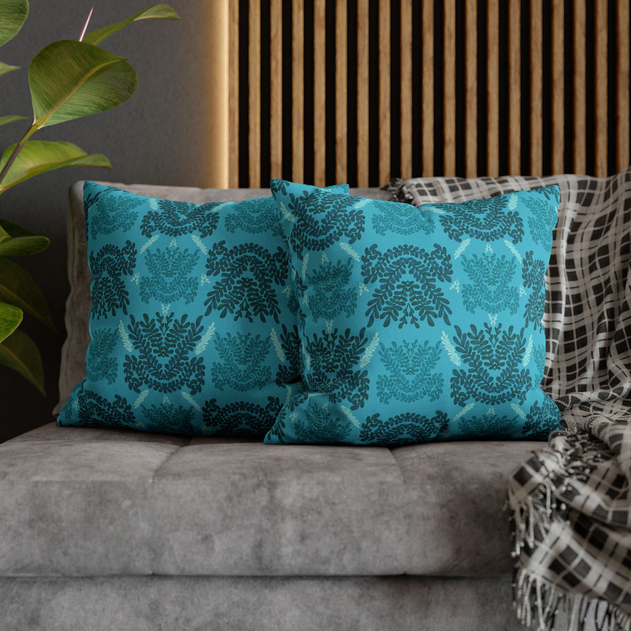 Blue Teal and Mint Botanical II - Decorative Pillow Cover