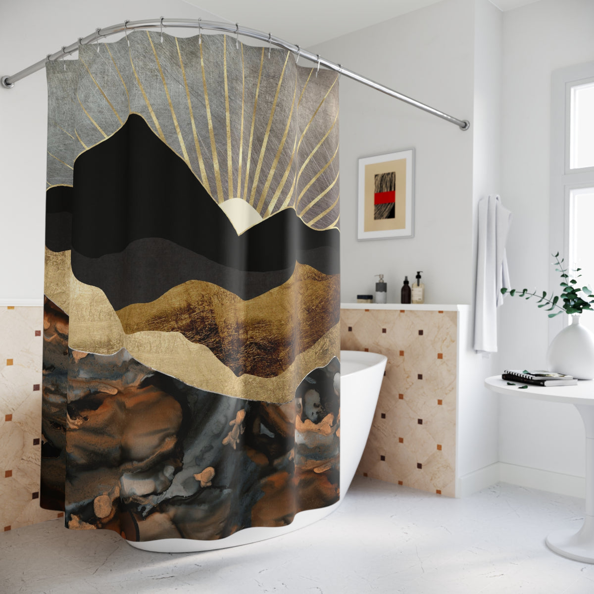 Copper and Gold Mountains - Shower Curtain