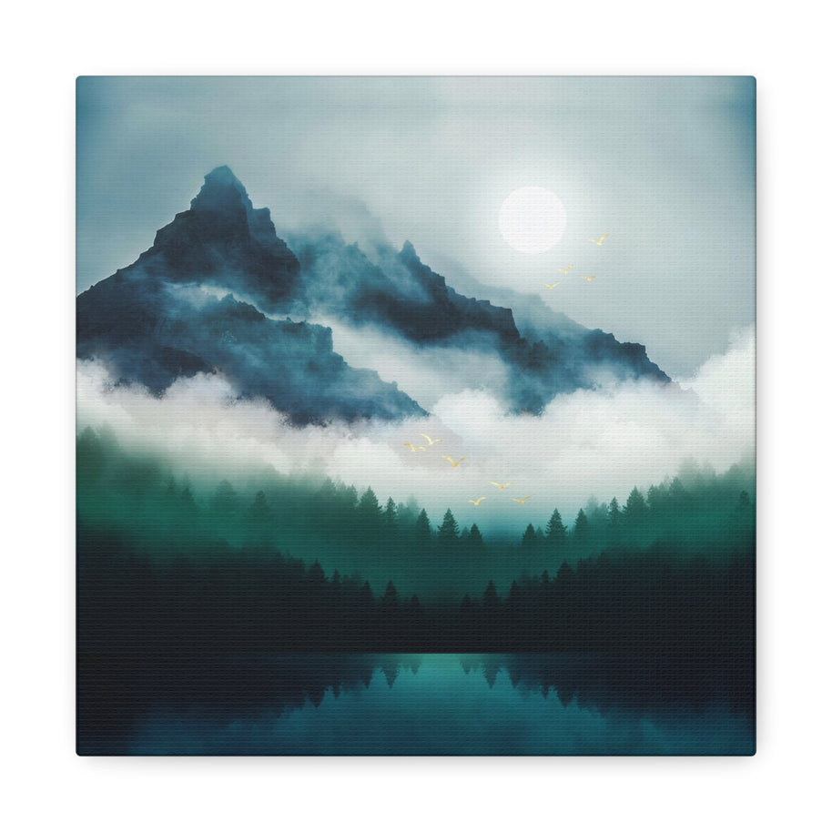 Midnight Moon Reflection Matte Canvas, Stretched, No Frame