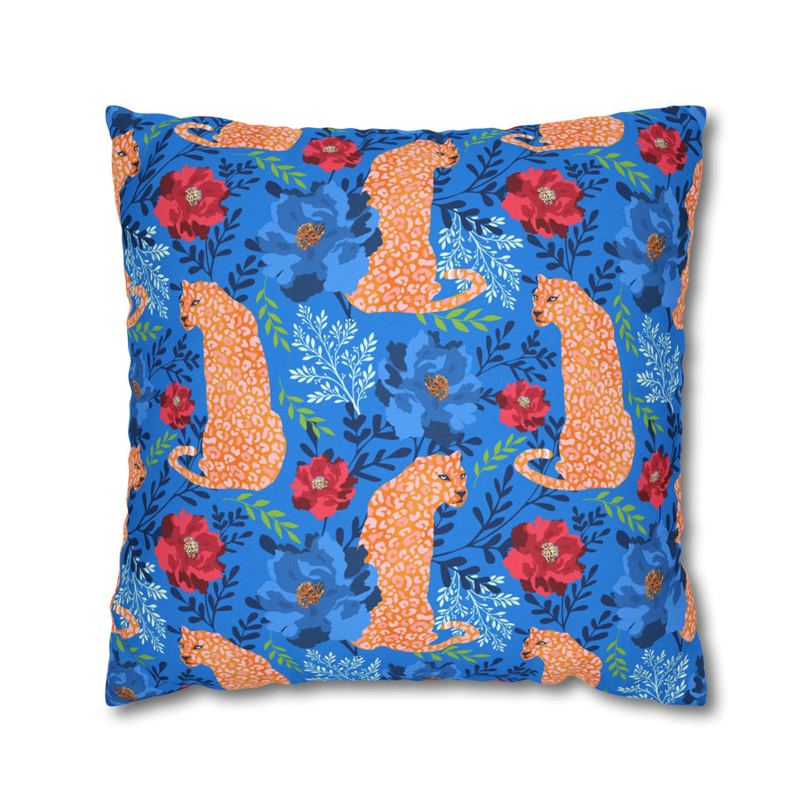 Botanical Leopard Blue - Decorative Pillow Cover