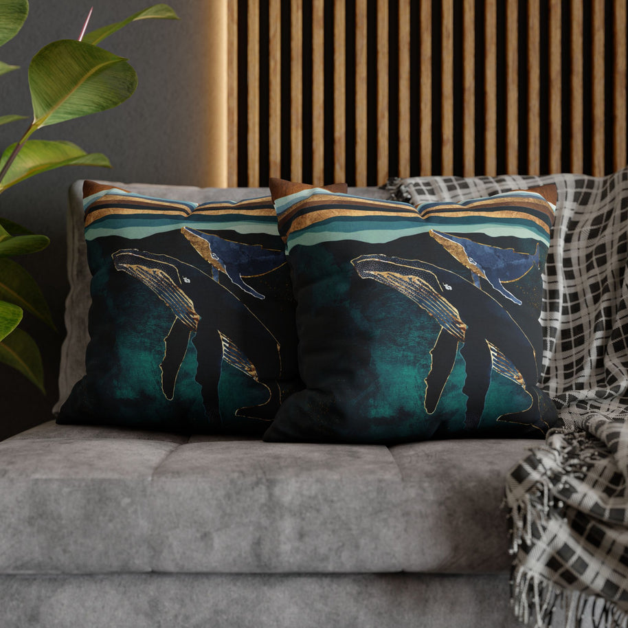 Moonlit Whales - Decorative Pillow Cover