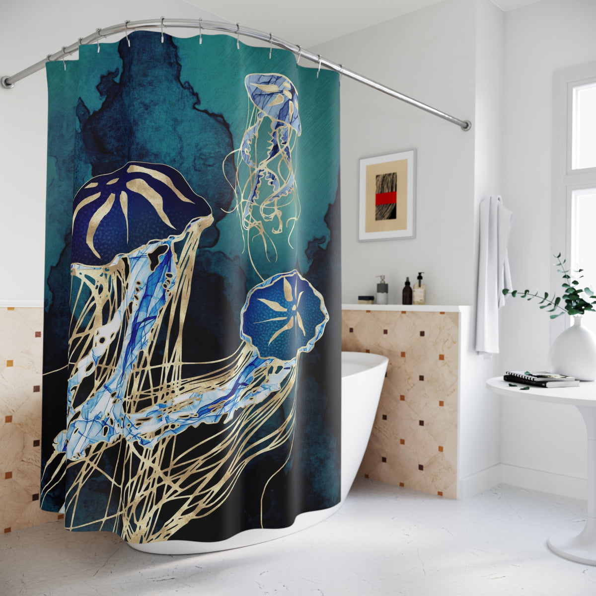 Metallic Jellyfish III - Shower Curtain